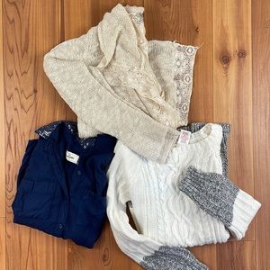 Youth Girl Shirt Bundle Lot abercrombie Lucky Max Studio Sweater Sequins 10/12